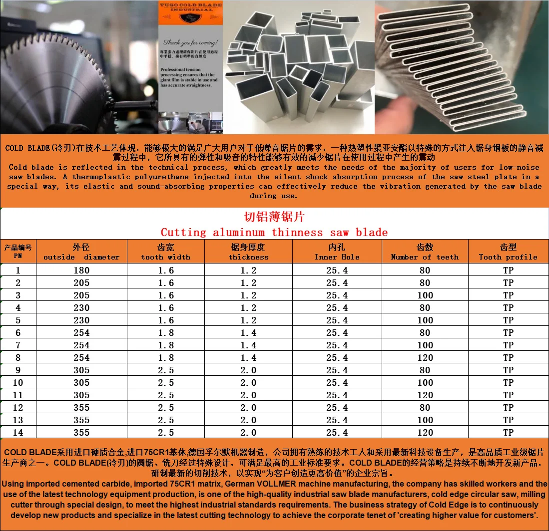 Aluminum Cutting Thinness Saw Blade